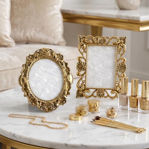 2Pcs Gold Vintage Nail Art Palette, Manicure Mixing Display Holder Board