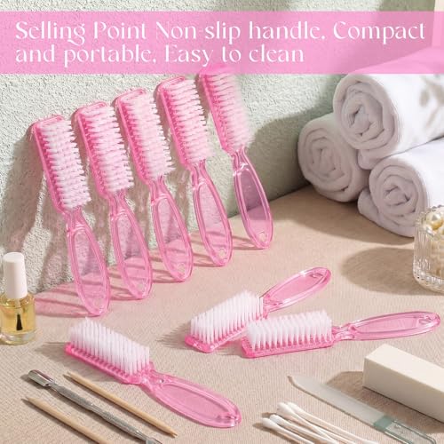 Patelai 15 Pieces Nail Brush Handle Grip for Fingernail Toe Scrub Cleaning - color: Pink