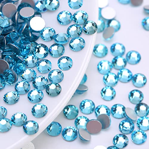 Rhinestones 1440pcs SS12 (3.0-3.2mm) Glass Flatback Crystal Aquamarine - color: Aquamarine, size: SS12/1440pcs