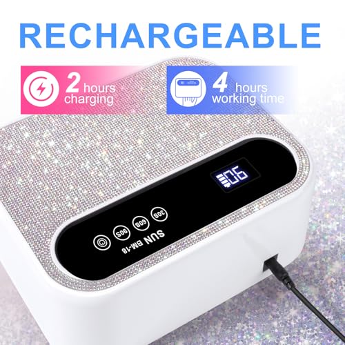 Led Nail Lamp,Professional UV Light for Gel Nails with Auto Sensor - color: AB Crystal(Sparkly White)