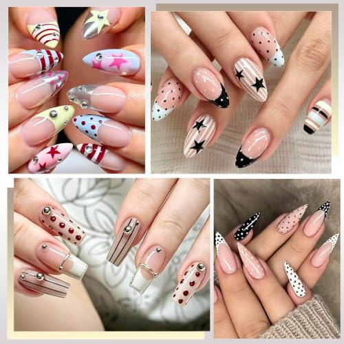 Nail Stamping Plates Kit With Stamper-French Line,Curve,Star,Dot Templates
