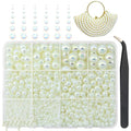 qiipii 2mm-10mm Ivory AB Flatback Half Pearls Nail Charms Half Round Gems - color: Beige, size: AB Coating Half Pearls