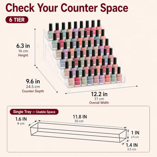 6-Tier Nail Polish Organizer, Clear PET Tabletop Display Rack - color: Clear - 6 Tier