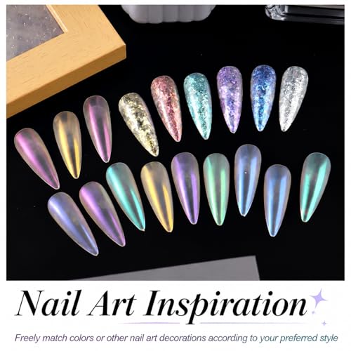 18 Colors Mermaid Pearl Chrome Powder for Nails Holographic Iridescent - color: F-099 Set