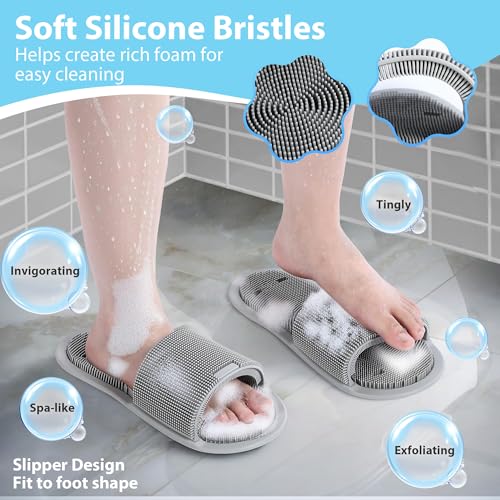 Enhon 2 Pack Shower Foot Scrubber, Silicone Foot Brush Cleaner
