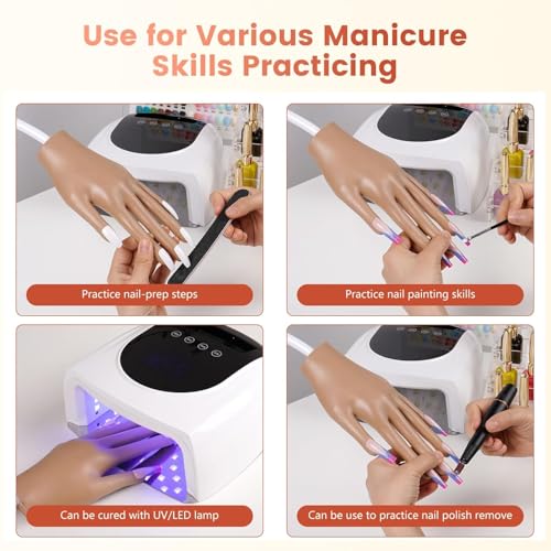 Practice Nail Hand with Acrylic Nail Kit for Beginners Practice Extensions - color: White- Silicone Nail Hand Kit