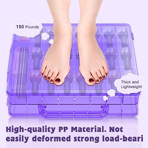SUBAY 2 Pcs Portable Nail Polish Organizer, Clear Double Side Nail Polish Holder,Gel Nail Storage for 48 Bottles with 6 Adjustable Dividers in Each Side Space Saver Purple - size: 2 Pieces Purple