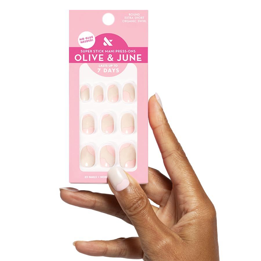 Olive & June Super Stick Press-On Nails, Organic Swirl