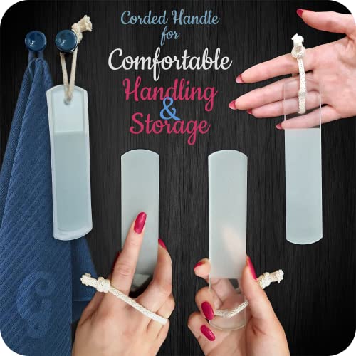 Genuine Czech Glass Foot File - Two-Sided Different Grit Surface, Gentle Callus Remover, Pedicure & Spa Rough Skin Scrubber, Professional Toenail and Heels Care, EU Quality, Large Size - color: Large - Orange Magenta