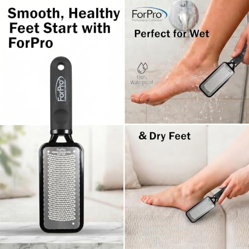 ForPro Professional Collection Premium Stainless Steel Foot Rasp, Colossal Foot File & Callus Remover, Instantly Removes Calluses & Smooths Cracked Heels, 10.75" L x 2.75" W, Black