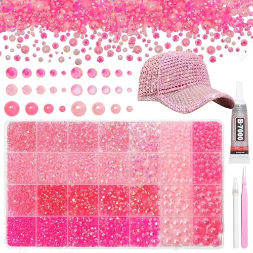 14000Pcs Pink Flatback Rhinestones and Pearls for Bedazzling Kit - color: S5