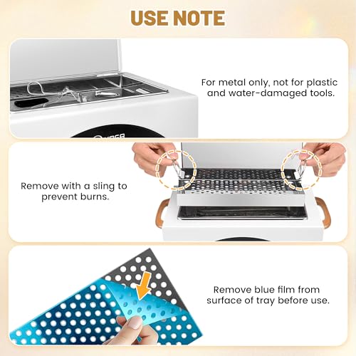 High Temperature Metal Tool Cleaning Box for Beauty Hair Nail Metal Tool - color: White
