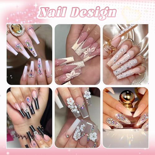 Flatback Pearls and Glass Nail Rhinestones for Nails Beige White Nail Pearl - color: 05 2 Boxes Nail Art Decos Set 23