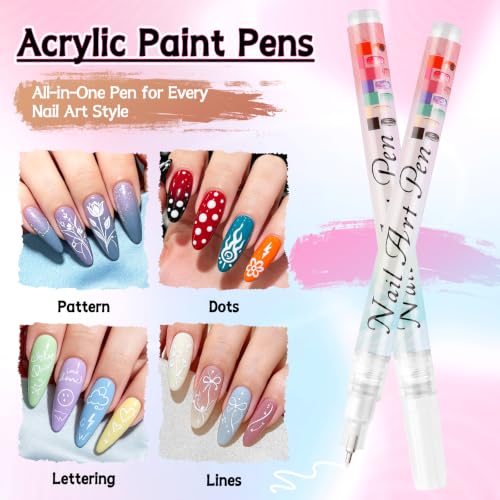 TOROKOM White Nail Art Pens, 0.5mm Nail Art Markers 3D Nail Polish Pens - color: White-0.5mm