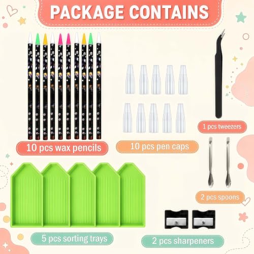 Wax Pencils for Rhinestones, 30PCS Bedazzling Pen Dotting Tools - size: 30PCS