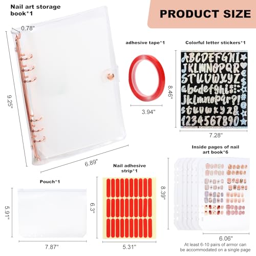 Press On Nail Book Organizer, A5 Nail Storage Binder with Display Pages
