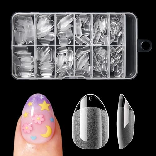 Krofaue Kids Nail Tips, Half Matte Flexible Gel Pre-Shaped Fake Nails - color: 240 PCS Half Matte Almond Kids Nail Tips