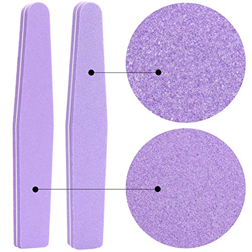 20Pcs Nail Block Buffer Files Sponge Washable Double Sided 100/180 Sanding Buffing File(Purple) - color: Purple
