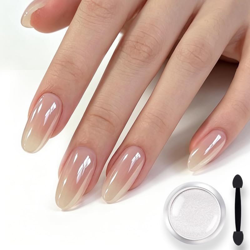 BORN PRETTY Pearl Clear Chrome Nail Powder Iridescent Mermaid Pigment - color: Clear Pearl Chrome Nail Powder