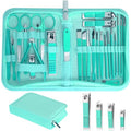 26Pcs Manicure Nail Clipper Set for Women Gift, Turquoise Case - color: Turquoise