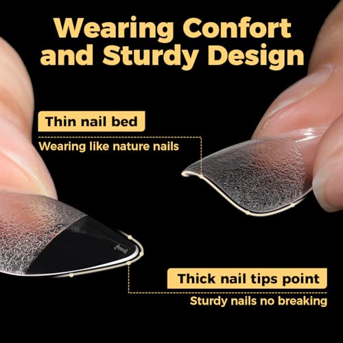 UNA GELLA Short Almond Nail Tips 240PCS Pre-Shape Gel Nail Tips