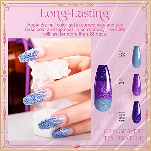ROSALIND 6 Color Changing Gel Nail Polish, Thermal Gel Polish - color: Color Changing