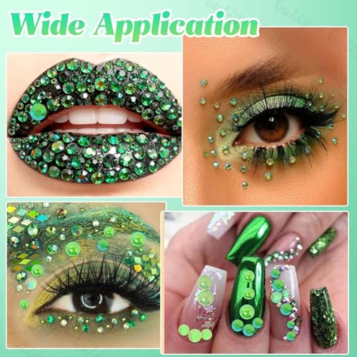 14000Pcs Green Flatback Rhinestones and Pearls for Bedazzling Kit - color: S2