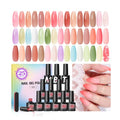 COSCELIA Jelly Gel Nail Polish 22 Colors with 3PCS Base Top Coat Translucent Pastel Nude Pink Green U V Gel Polish Soak Off Nail Gel Kit for Salon Home Nail Art - color: 21 Colors Jelly Gel Nail Polish 01