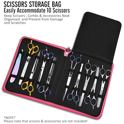 Case Holds 10 Grooming or Beauty Shears (PINK) - color: PINK