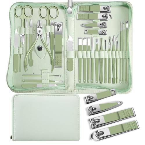 Manicure kit Professional Nail Clippers Pedicure Kit,30 Pcs Stainless Steel - color: 30 in 1 Green