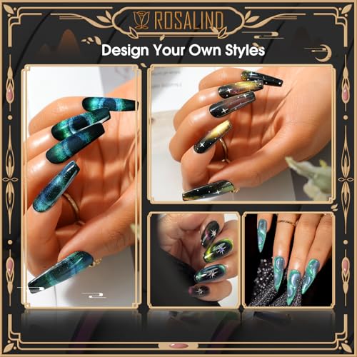 ROSALIND 6 Colors Cat Eye Gel Nail Polish, Magentic Gel Polish with Magnet - color: 9D Cat Eye