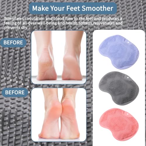 3PACK Silicone Shower Foot Scrubber,Wall Slip Suction Cups Body Scrubber