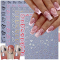 6 Sheets Heart Nail Stickers for Nail Art 3D Self-Adhesive Valentines Nail Art Stickers with Red Silver Gold Hollow Hearts Design Cute Love Heart Nail Decals DIY Manicure Decoration Kit for Women - style: Heart Nail Stickers-11