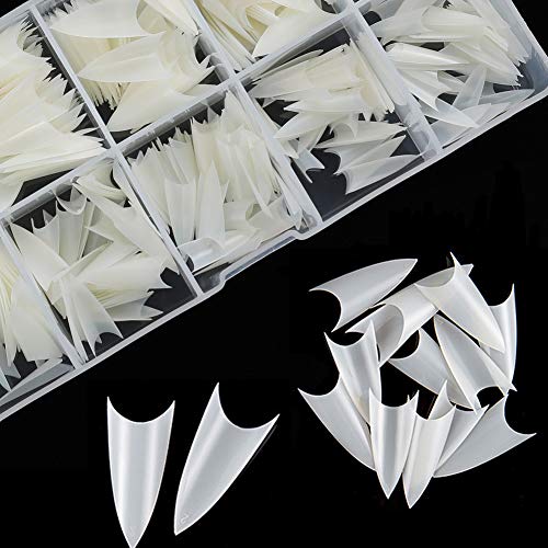 Beuniar Stiletto Nail Tips Natural 500Pcs Short Pointed False Acrylic Nails - color: Natural