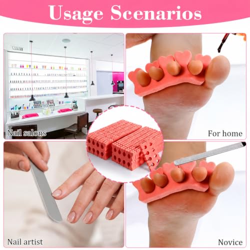 100 Pcs Soft Finger Separators Sponge Toe Separators Premium Pedicure Tool Kit Flexible Toe Divider Spacer for Polishing Pedicure Manicure Coating Nail Art Beauty Accessories (Peach pink) - color: Peach pink