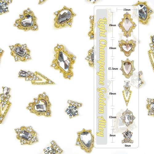 24pcs Crystal Clear Nail Rhinestones Luxury Nail Charms Crystal White Heart Charms for Nails 3D Big Nail Gems Diamonds Jewelry Stones Alloy Nail Art Studs Nail Art Decor w Box for Arylic Nails Crafts - color: Luxury Charms - Crystal White, size: 1 Box