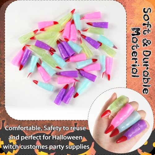 Halloween Fake Witches Fingers Nails for Kids Reading, Glow in The Dark - color: Colorful