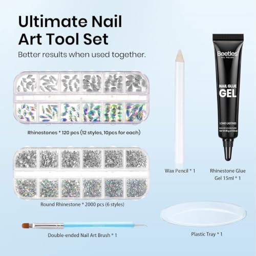 Beetles Gel Polish Nail Glue with Nail Gems Set - color: A-Clear-1