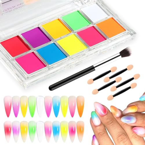 Neon Nail Pigment Set 10 Colors Ombre Powder Extra Fine Glitter
