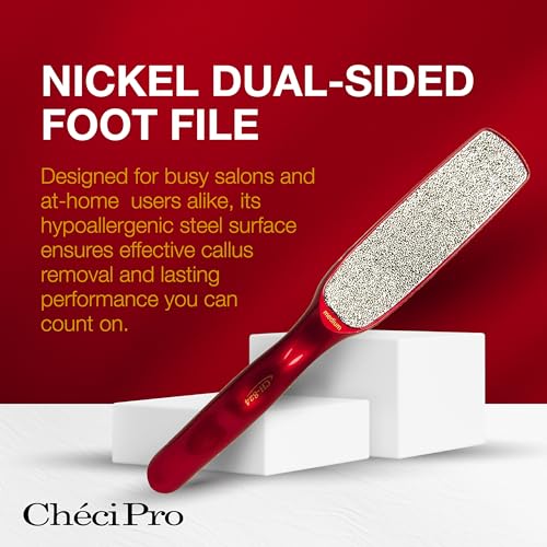 Checi Pro Nickel Foot File - Dual-Sided Foot Callus Remover for Dead Skin Feet Scrubber, Pedicure Tool - style: Medium Dual-sided