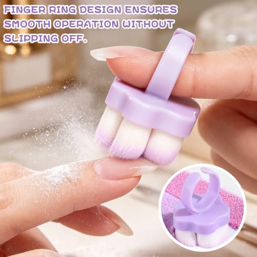 4Packs Nail Dust Cleaning Brush Ring,Soft Brushes for Clean Up Fingernails and Toenails Small Portable Scrubber Brush Nail Duster Tools for Manicure and Pedicure (pink and purple paw) - color: pink and purple paw
