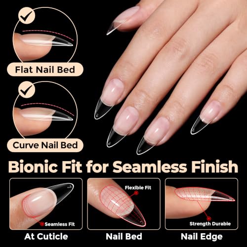 UNA GELLA Medium Stiletto Nail Tips 450PCS Fake Acrylic Gel Nail Tips