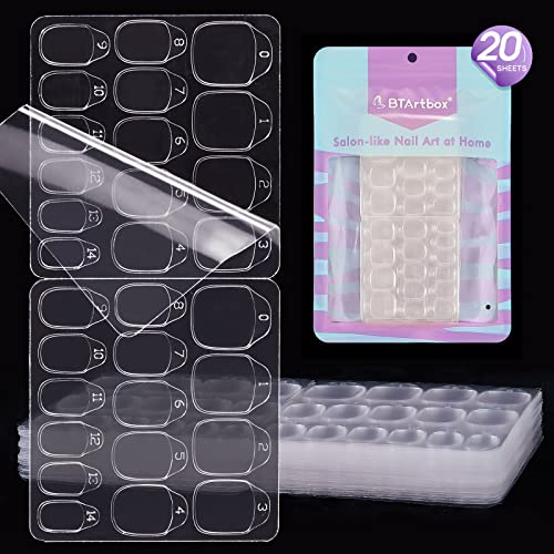 BTArtbox Adhesive Nail Tabs, 20 Sheets, 15 Sizes for Press On Nails