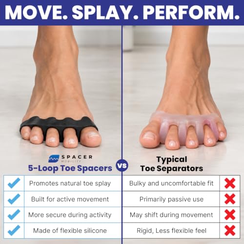 Spacer Mobility Toe Spacer, 5-Loop Silicone Toe Separators for Men & Women - size: 5-Loop