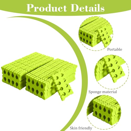 100 Pcs Sponge Toe Separators Soft Finger Separators Premium Pedicure Tool Kit Flexible Toe Divider Spacer for Polishing Pedicure Manicure Coating Nail Art Beauty Accessories (green) - color: green