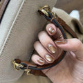 Brown Press on Nails Short Square, Cat Eye False Nails, 24Pcs - color: Style-30