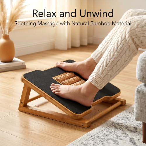 Bamboo Under Desk Foot Rest Foot Stool Rocking Footrest (Nature Triangle) - color: Nature, size: Triangle