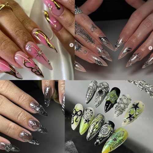 5 Sheets Gothic Nail Stickers for Nail Art, 3D Self-Adhesive Nail Decals - color: Goth-a