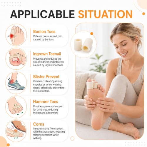 4 Pack Cuttable Toe Tubes Sleeves Foam Toe Protectors Bandages
