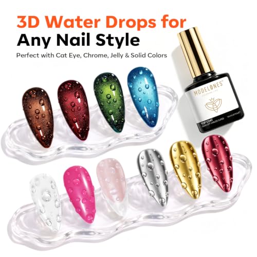 modelones Waterdrop Gel Top Coat Clear 3D Nail Art No Wipe Gel Polish Set - color: Clear Waterdrop